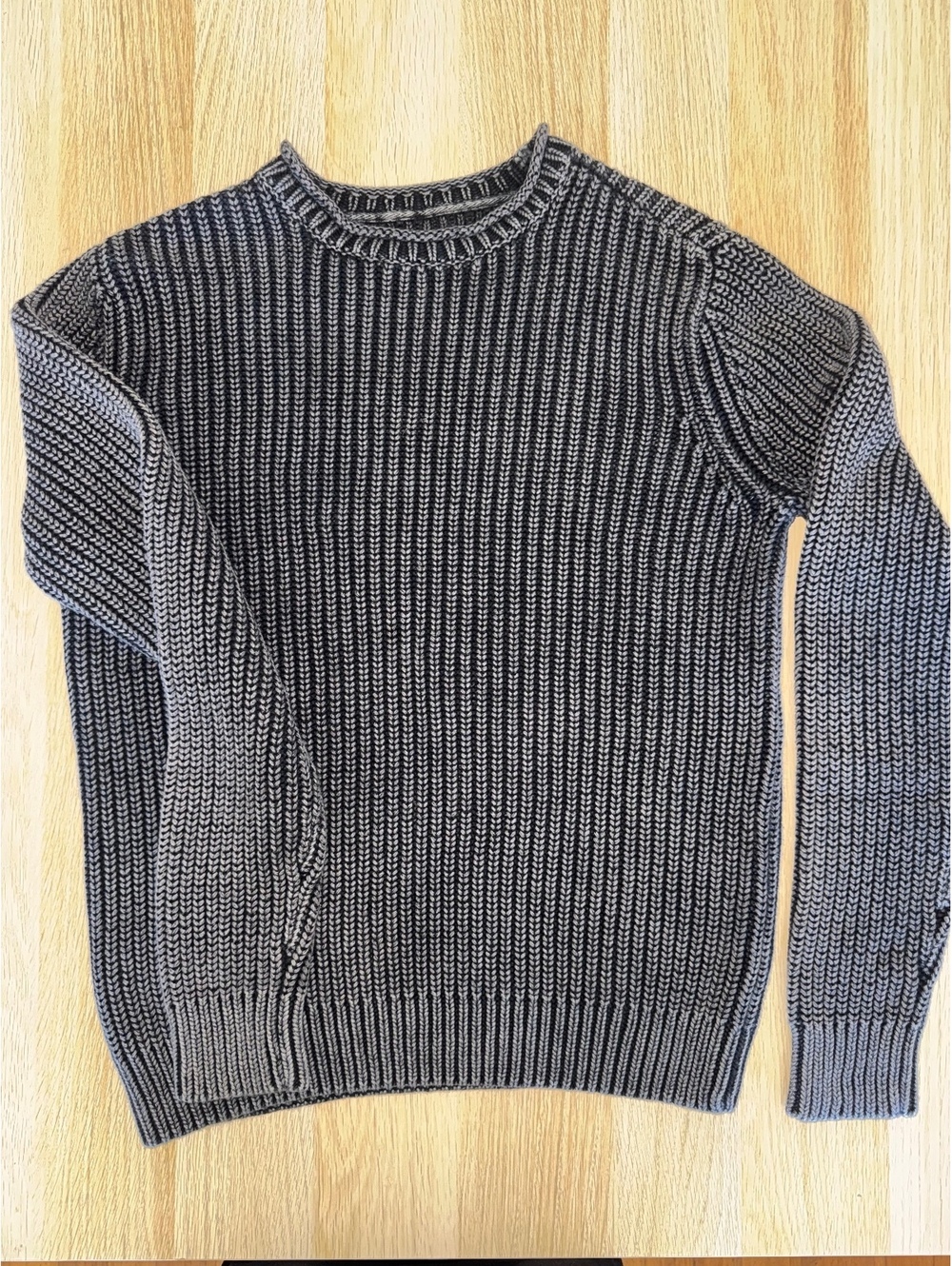 EUC NWOT 32 Bar Blues Men's Charcoal Rollneck 100% Cotton Ribbed Knit Crewneck